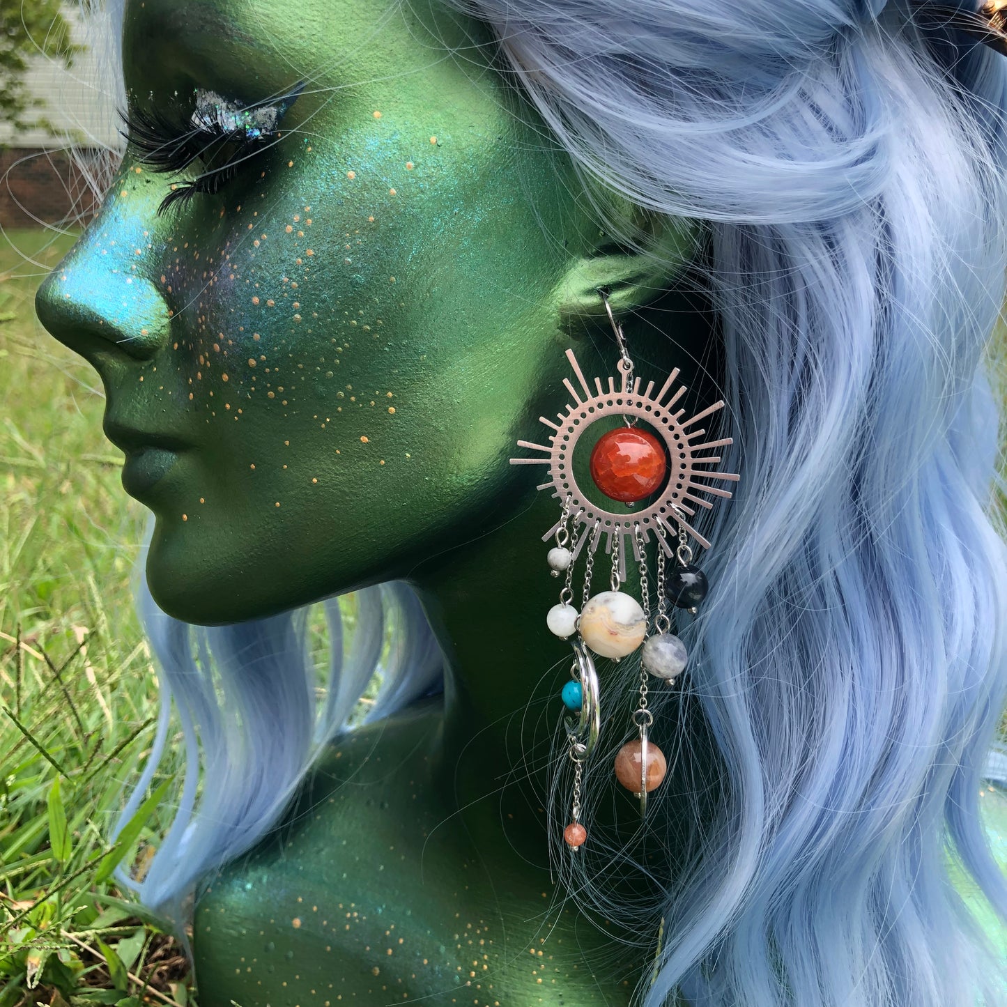 Galaxy Earrings in Stainless Carnelian *Viral*