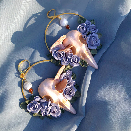 Hessonite Garnet & Blue Lace Agate Ravens
