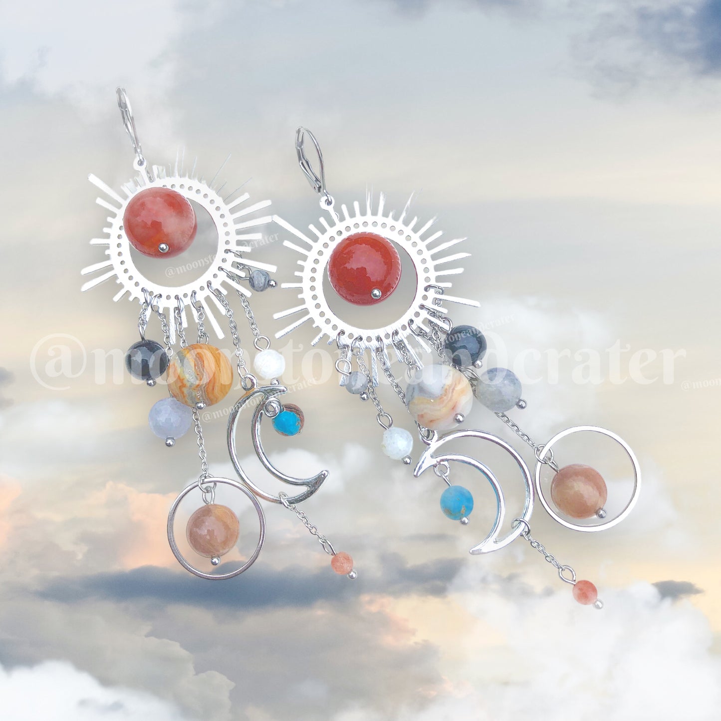 Galaxy Earrings in Stainless Carnelian *Viral*