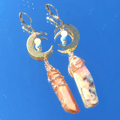 *NEW* ♻️ Peach Quartz & Pink Opal Moons